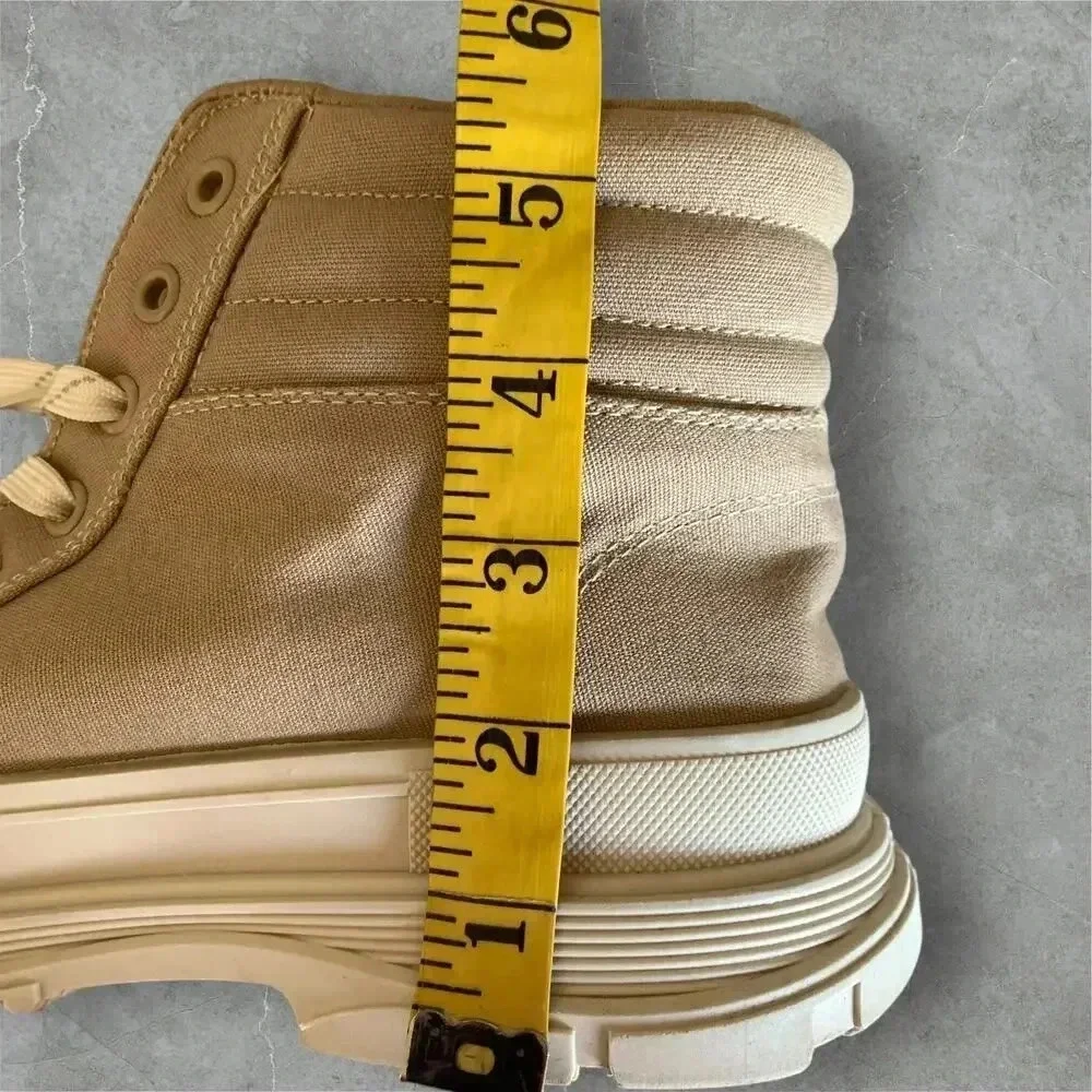 MIA Ace Canvas Lace Up High Top Sneakers Ankle Shoes Women Size 8M Sand Lug Sole - Picture 15 of 15